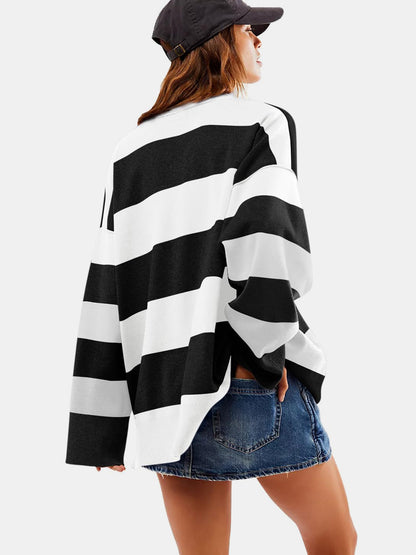 Color Block Half Zip Long Sleeve Sweater