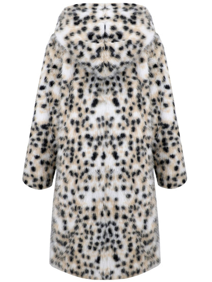 Thermal Leopard Faux Fur Hooded Outerwear