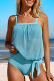 Square Neck Spaghetti Strap Tankini Set