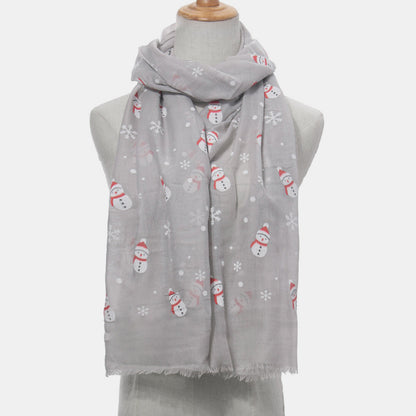 Fringe Snowman Polyester Scarf