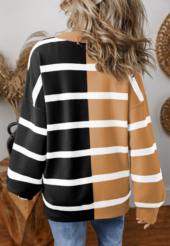 Contrast Striped Long Sleeve Sweatshirt