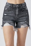 RISEN Full Size High Rise Distressed Denim Shorts