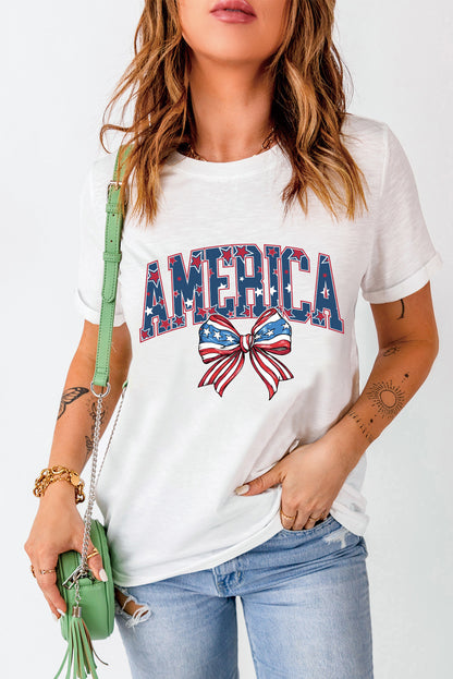 AMERICA Round Neck Short Sleeve T-Shirt