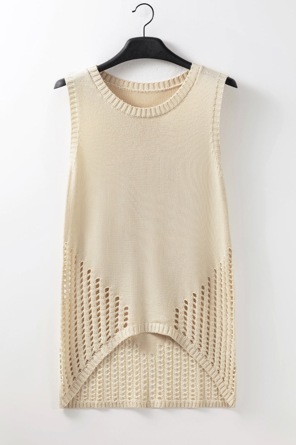 Openwork Round Neck Knit Vest