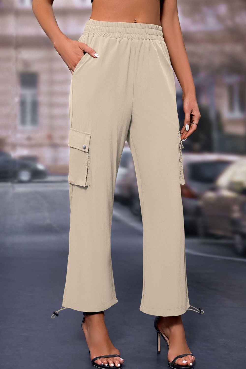 Elastic Waist Pants with Pockets