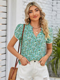 Double Take Floral Notched Neck Blouse