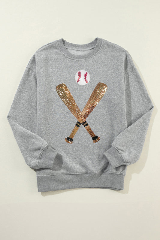 Sequin Baseball Long Sleeve Sweatshirt