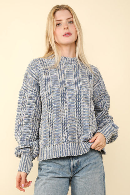 VERY J Two Tone Long Sleeve Sweater