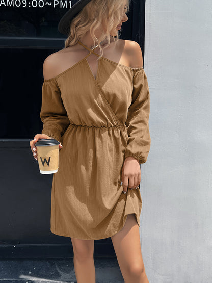 Cold-Shoulder Crisscross Mini Dress