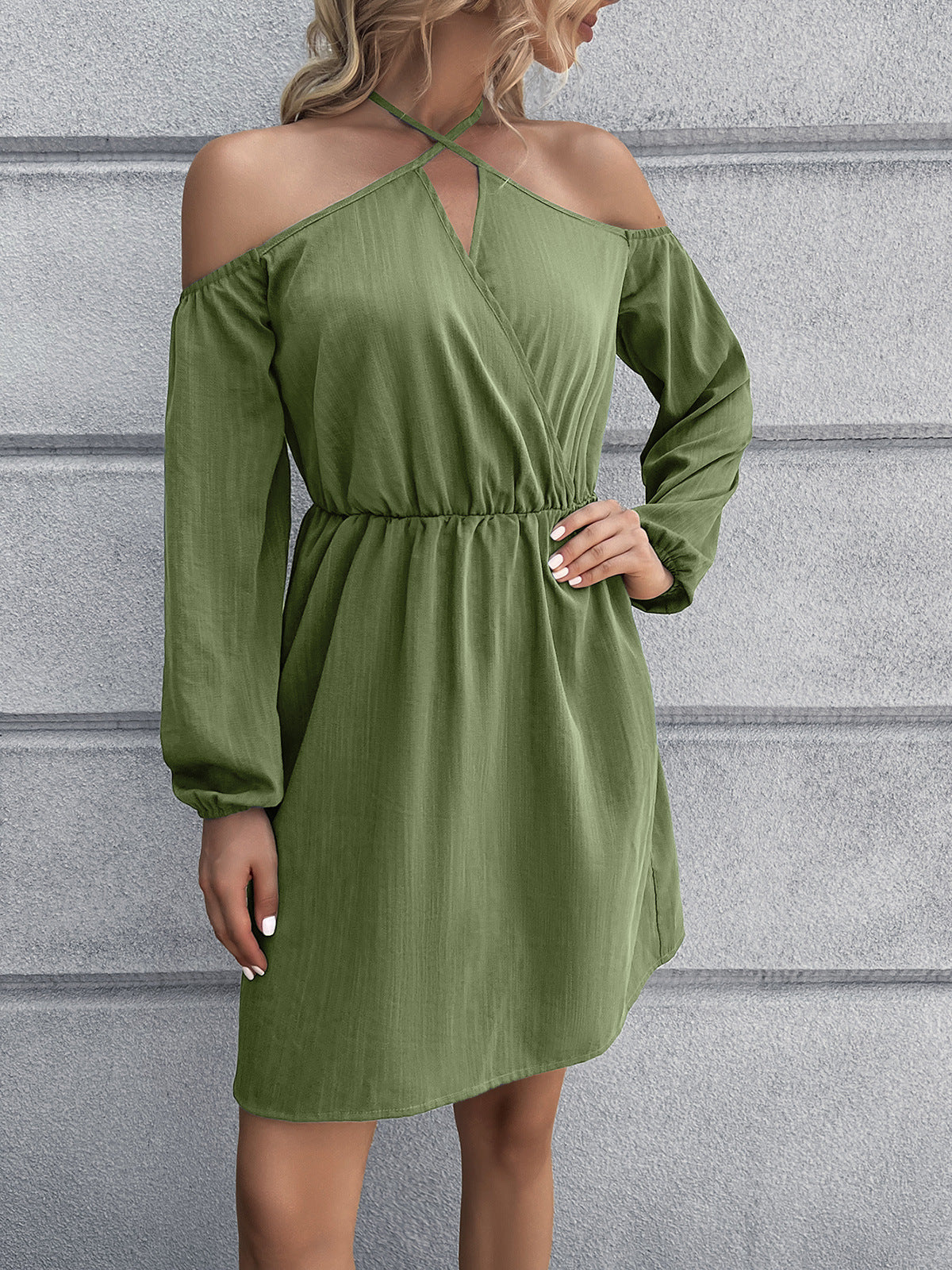 Cold-Shoulder Crisscross Mini Dress