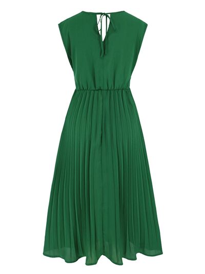 Tied Surplice Pleated Tank Dress