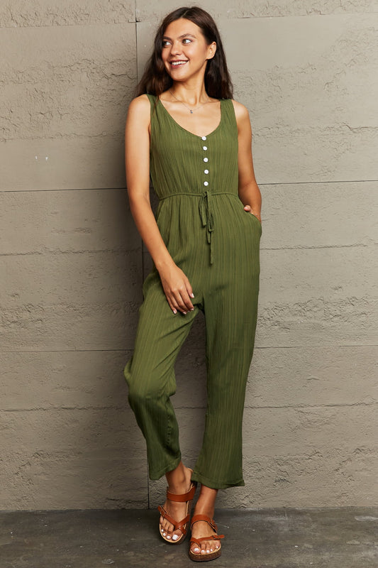 Tied Sleeveless Jumpsuit with Pockets