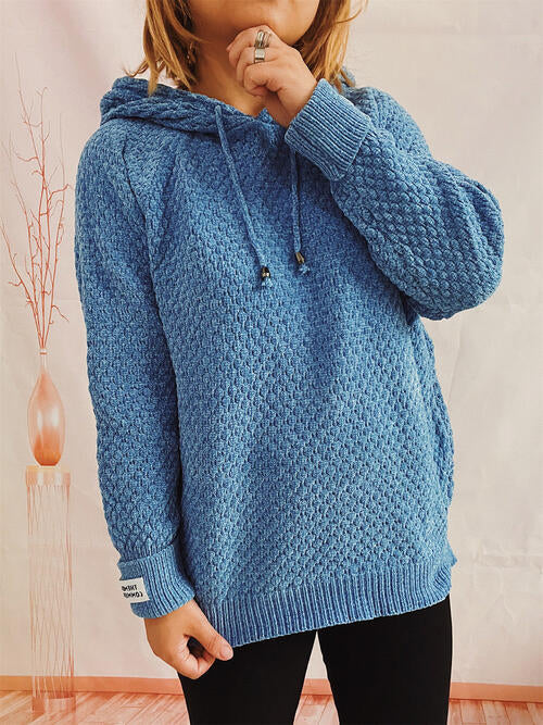 Drawstring Long Sleeve  Hooded Sweater