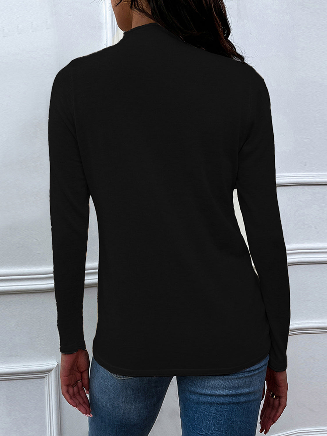 Mock Neck Long Sleeve Knit Top