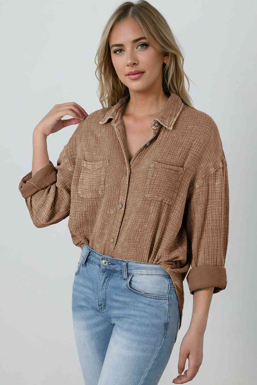 Textured Button Down Shirt