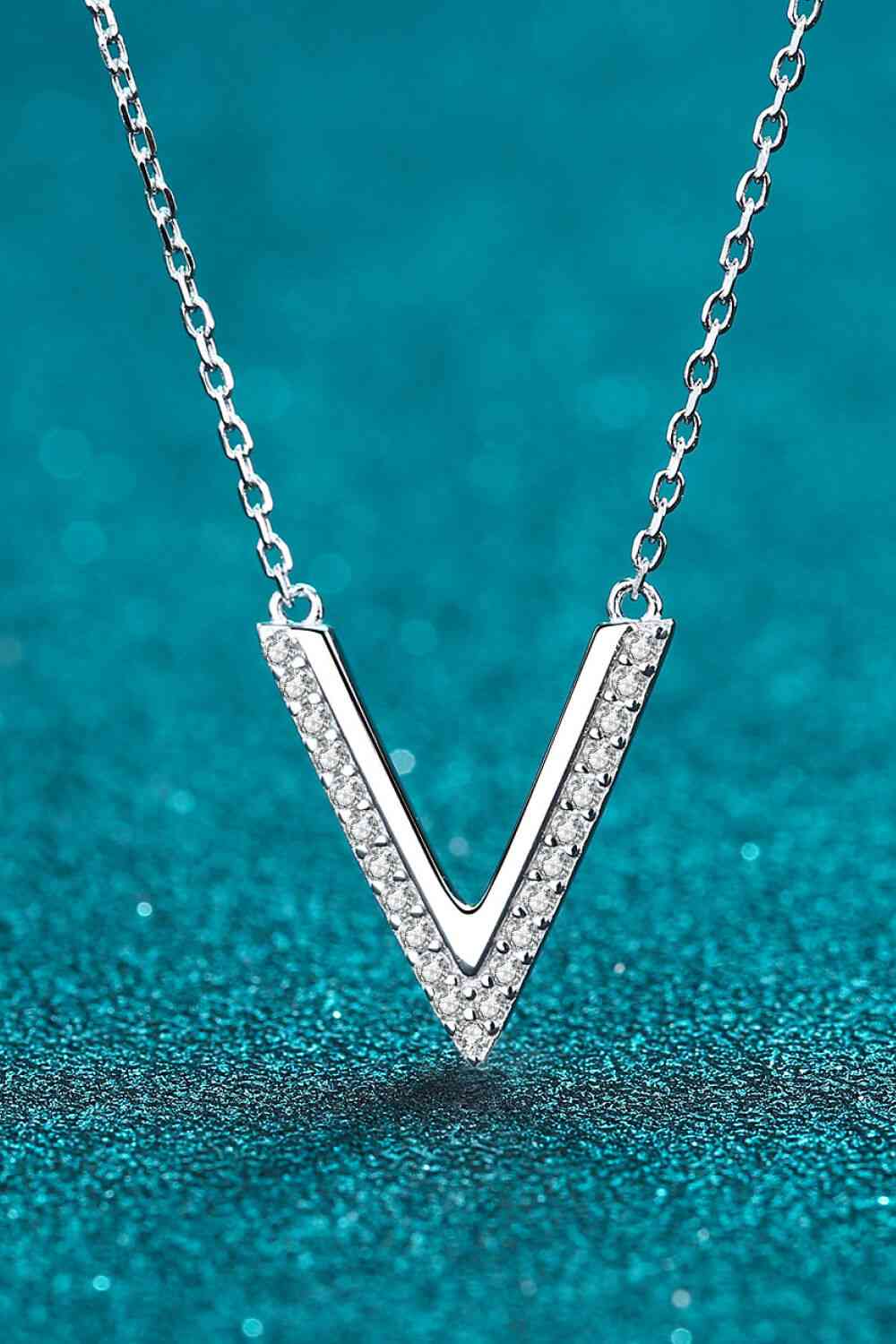 Adored Sterling Silver V Letter Pendant Necklace