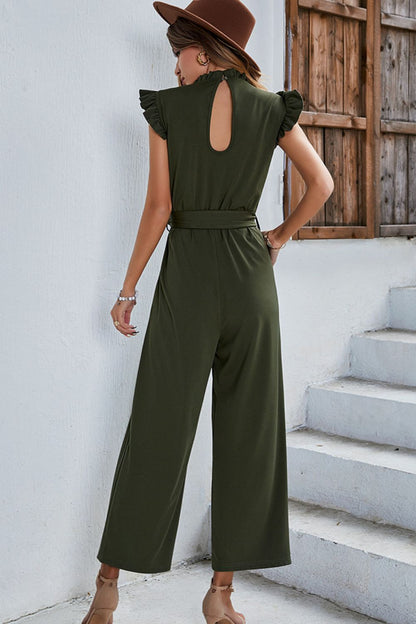 Butterfly Sleeve Tie Waist Jumpsuit