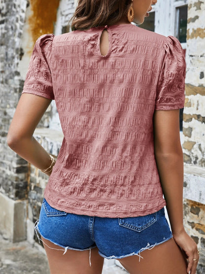 Ruched Round Neck Short Sleeve T-Shirt