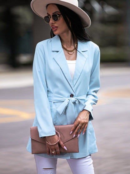 Tie Waist Long Sleeve Blazer