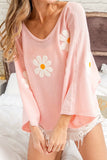 Flower Pattern Long Sleeve Sweater