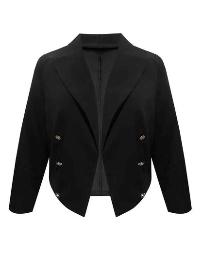 Plus Size Buttoned Lapel Collar Long Sleeve Blazer