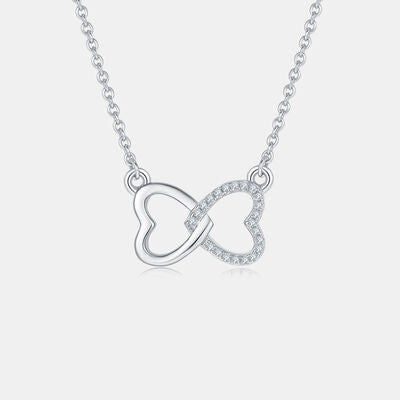 Moissanite 925 Sterling Sliver Heart Bow Necklace