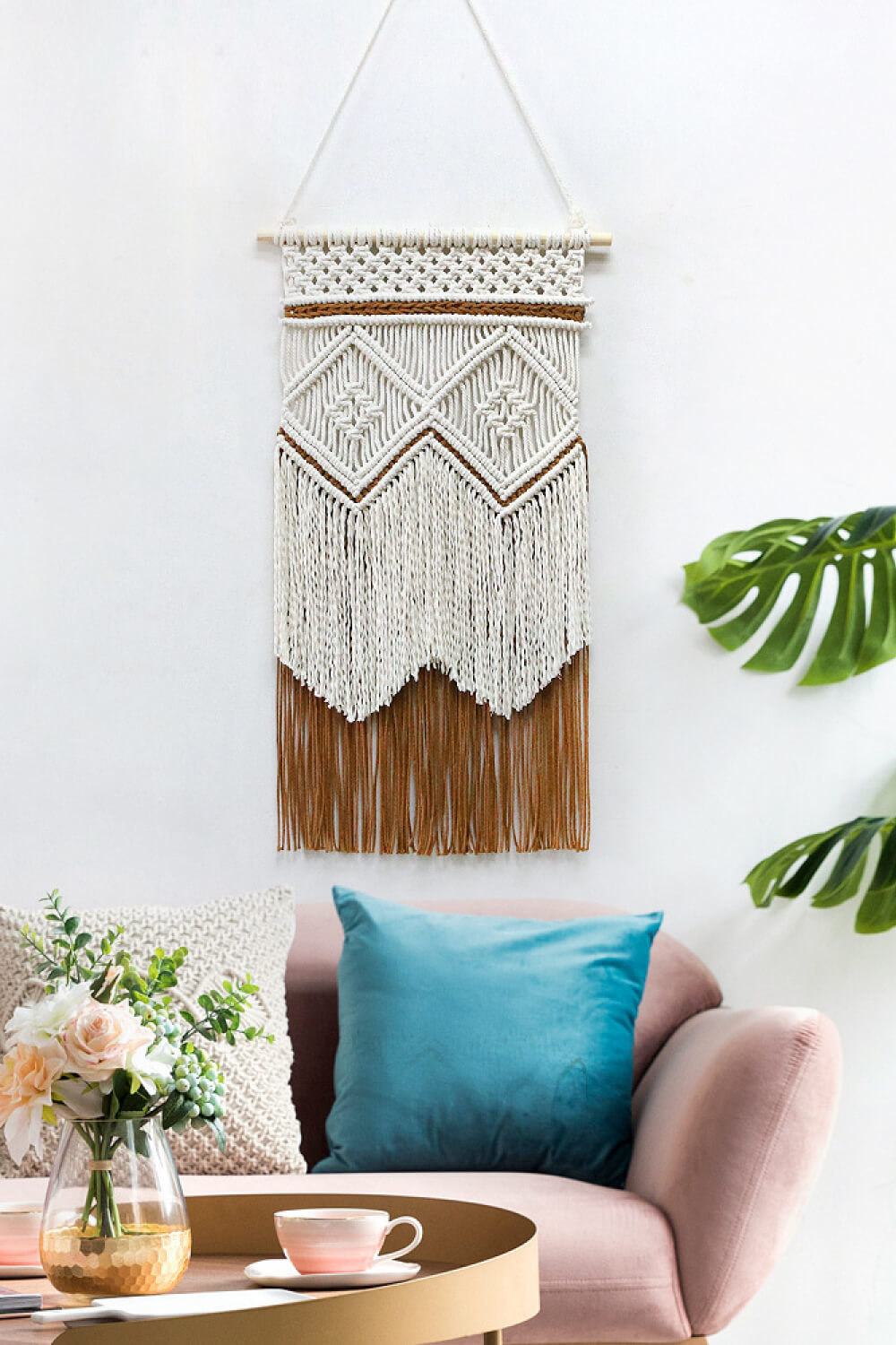 Two-Tone Handmade Macrame Wall Hanging