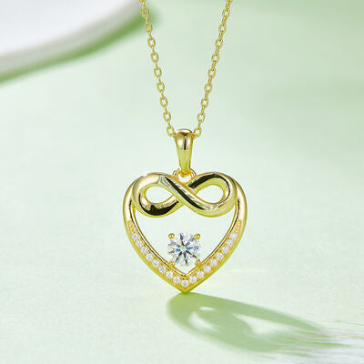 Moissanite 925 Sterling Sliver Heart Necklace