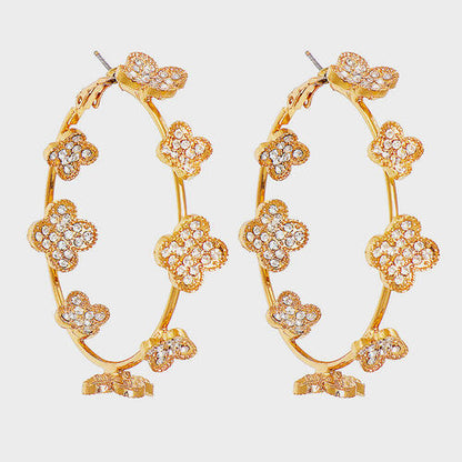 Circle Shape Rhinestone Alloy Earrings