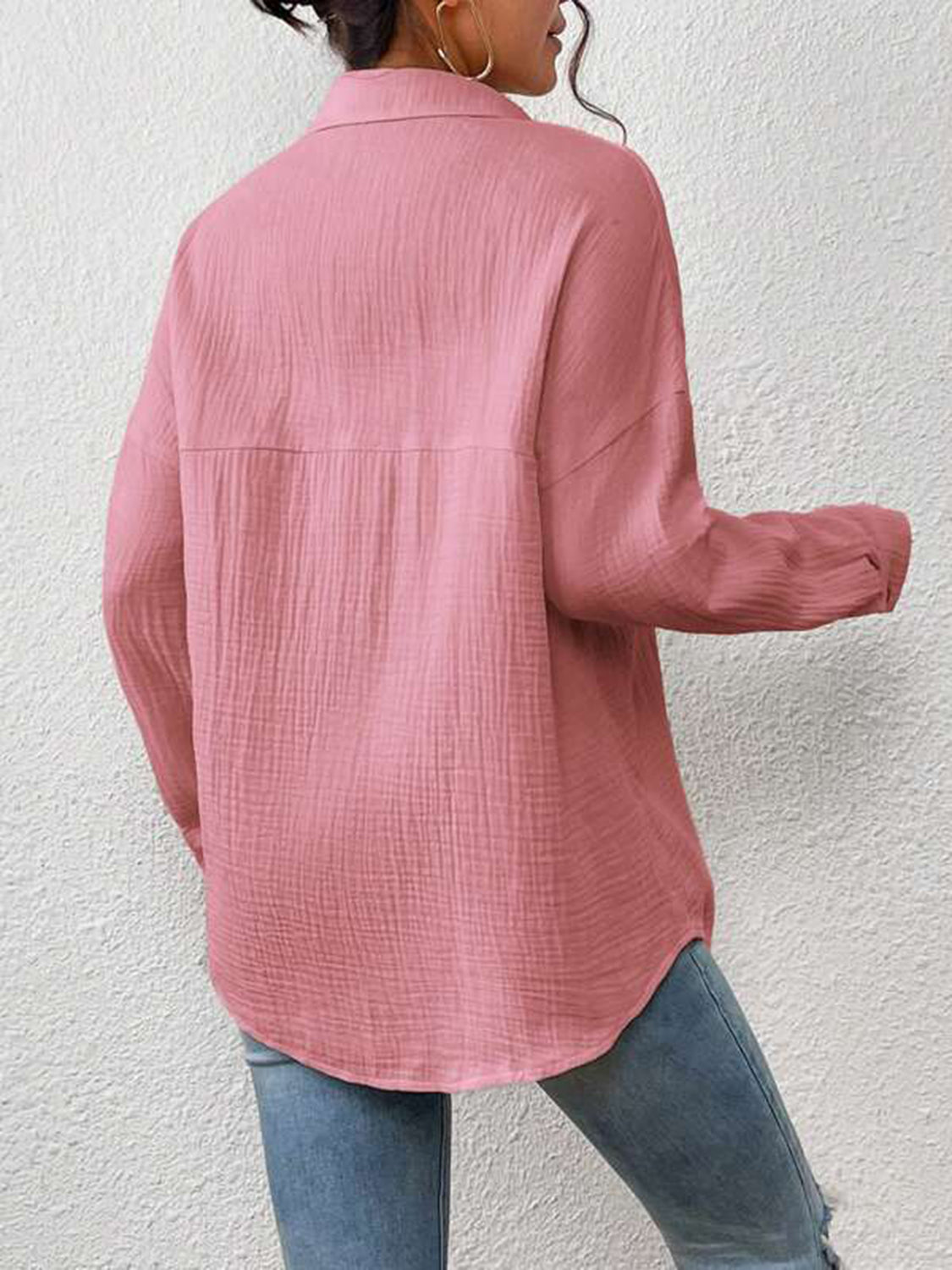 Textured Drop Shoulder Shirt Jacket