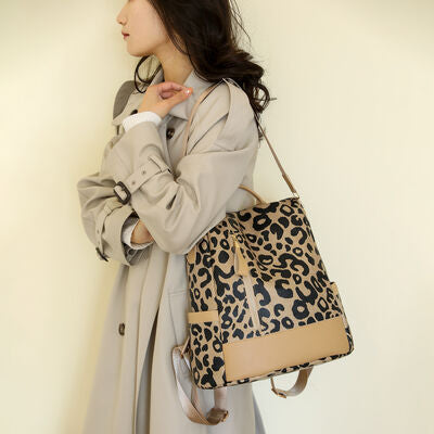 Leopard PU Leather Backpack Bag