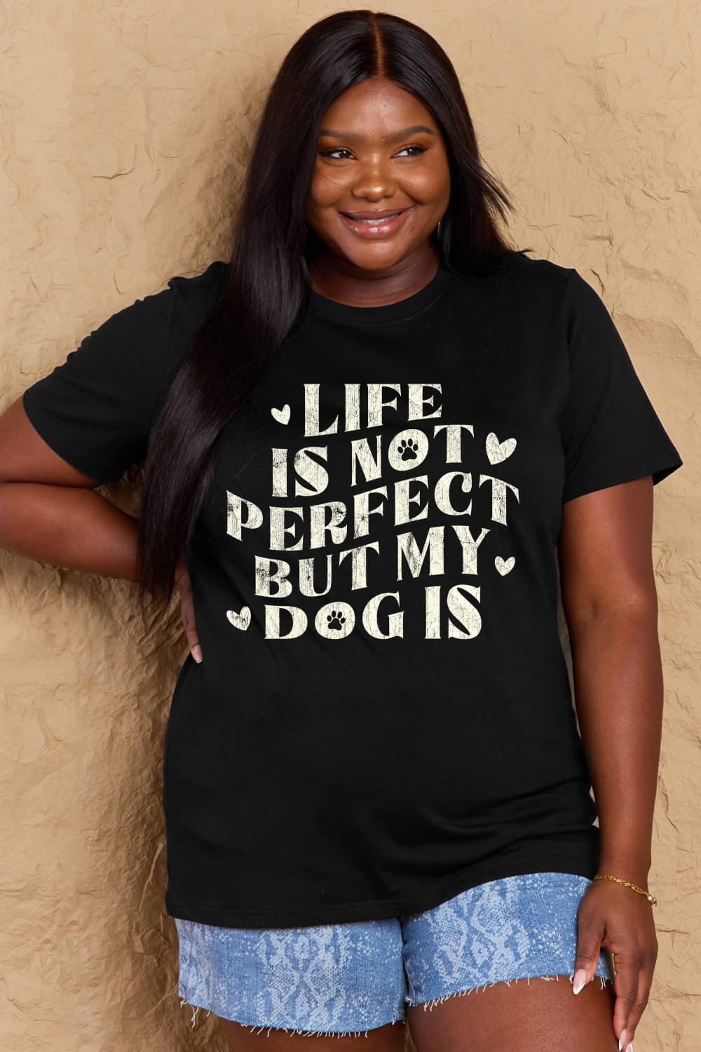 Simply Love Full Size Dog Slogan Graphic Cotton T-Shirt