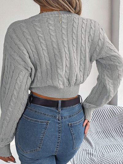 Twisted Cable-Knit V-Neck Sweater