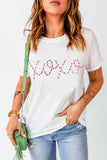 XOXO Rhinestone Round Neck Short Sleeve T-Shirt