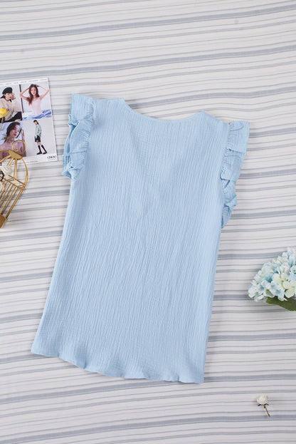 Ruffle Shoulder V-Neck Top