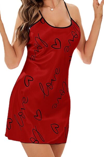 Crisscross Printed Spaghetti Strap Lounge Dress