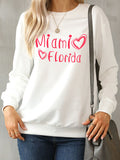 MIAMI FLORIDA Round Neck Dropped Shoulder Sweatshirt