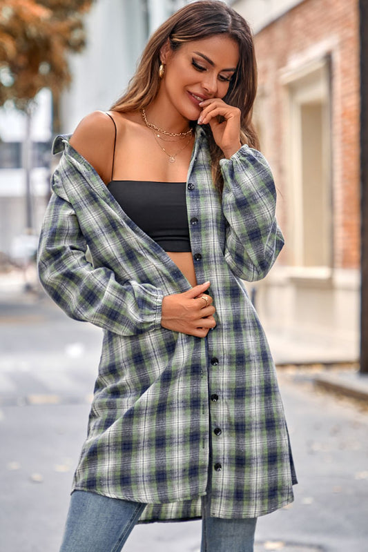 Plaid Tie Front Mini Shirt Dress