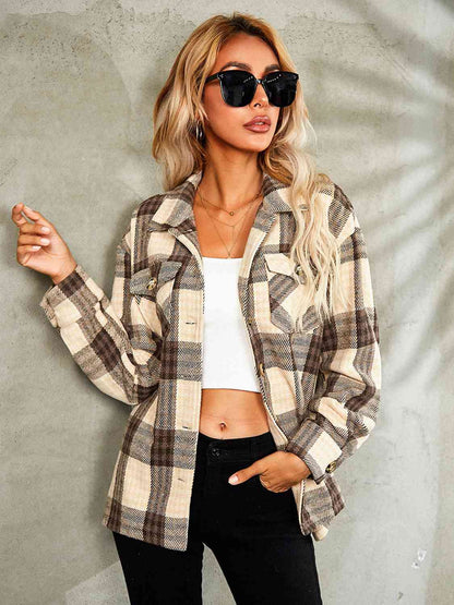 Plaid Button Down Collared Jacket