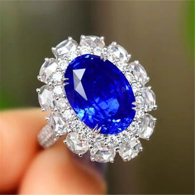 Platinum-Plated Artificial Gemstone Ring