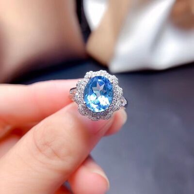 Platinum-Plated Artificial Gemstone Ring