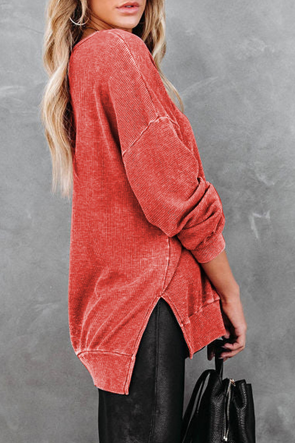 Dropped Shoulder Slit Sweatshirt