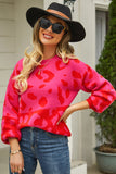 Leopard Round Neck Dropped Shoulder Sweater