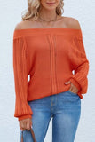 Openwork Off-Shoulder Long Sleeve Sweater