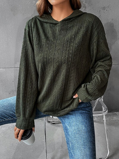 Textured Dropped Shoulder Hoodie