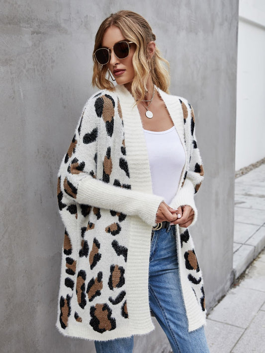 Leopard Pattern Fuzzy Cardigan