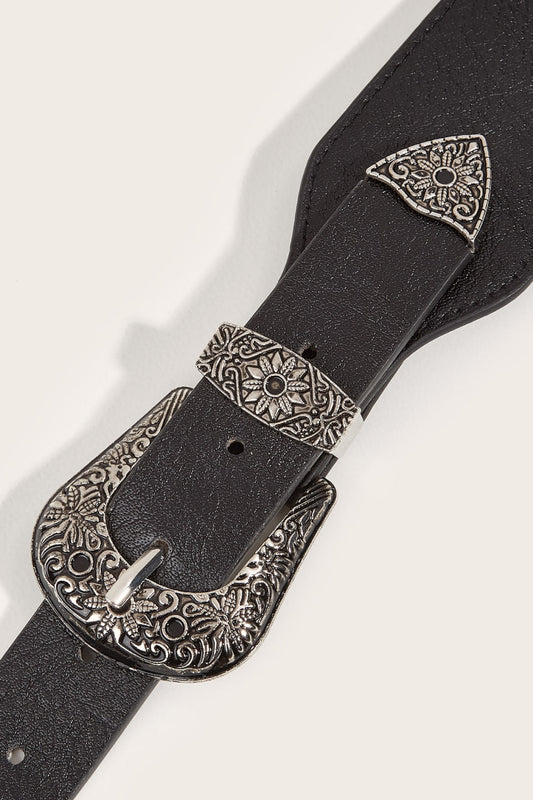 Double Buckle PU Leather Belt