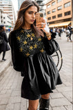 Star Sequin Round Neck Flounce Sleeve Mini Dress