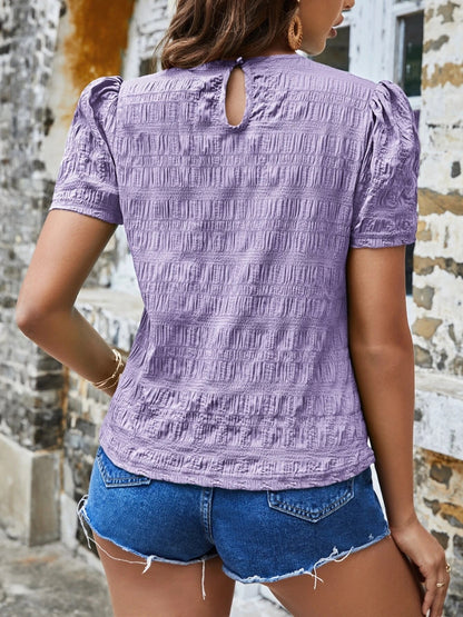 Ruched Round Neck Short Sleeve T-Shirt