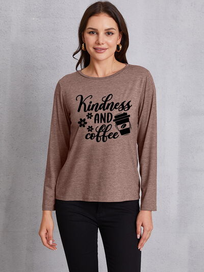 KINDNESS AND COFFEE Round Neck T-Shirt